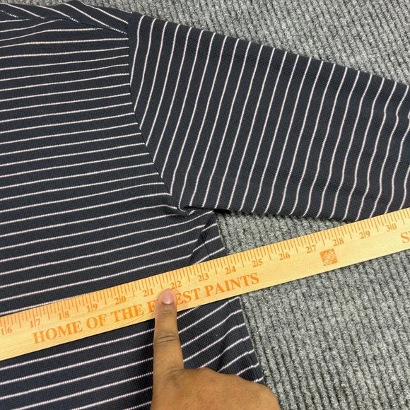 L.L. Bean Hoodie Women's XL Blue White Striped Waffle Knit Long Sleeve - Picture 7 of 7